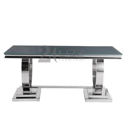 High Quality Modern Great Tempered Glass Dining Room Home Furniture Metal Table
