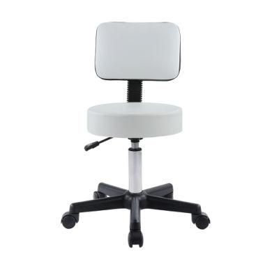 PVC Leather Modern Bar Stools Adjustable Leather Swivel Beauty Chair Salon Barber Stool with Back