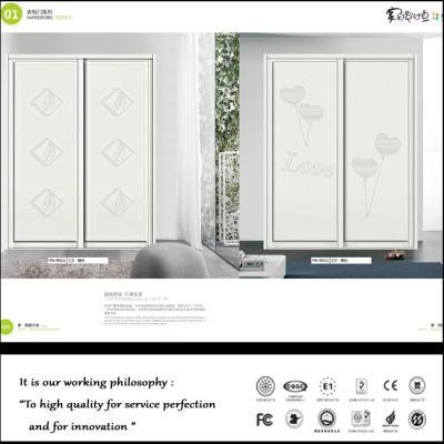 White Built-in Modern Closed Flower Sliding Bedroom Wardrobe