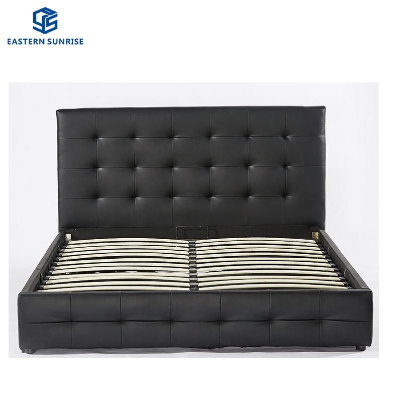 Latest Design Home Furniture Bedroom Set Solid Wood Leather Bed