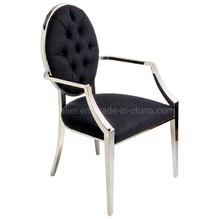 Wholesale Restaurant Furniture Silver Metal Frame Dining Chair with Armrest