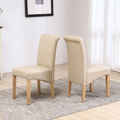 PU Leather High Back Wooden Leg Dining Room Chair