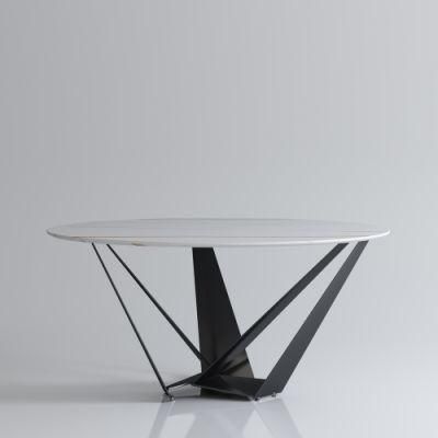 Modern Home Furniture Carbon Steel Leg Frame Dining Round Table Restaurant Furniture