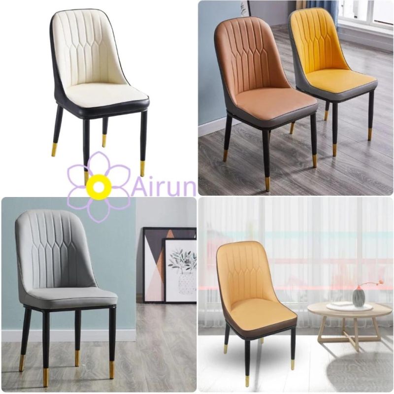 Restaurant Chairs Metal Black PU Italian Design Chair Plywood Leather Dining Chairs Upholstered Modern