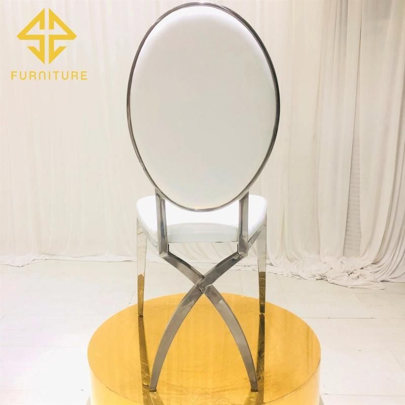 Cross Back Stainless Steel Leather Wedding Chair for Dining Room and Event