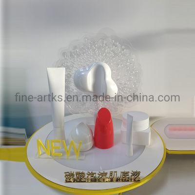 Brand Stores Advertising Round Pedestal Acrylic Cosmetic Prop Display Stand