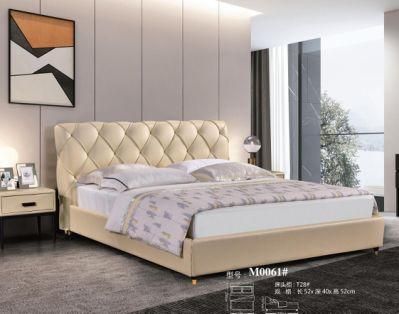 Simple Modern Style Home Furniture Genuine Leather Soft Bed