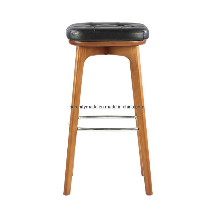 Restaurant Leather Brass Footrest Counter Height Stool