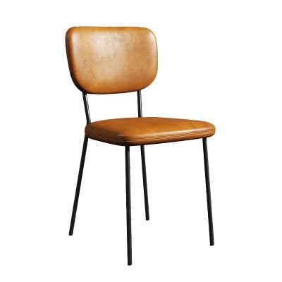 Modern Home Living Room Furniture Upholstered PU Leather Fabric Banquet Wedding Dining Chair with Metal Leg