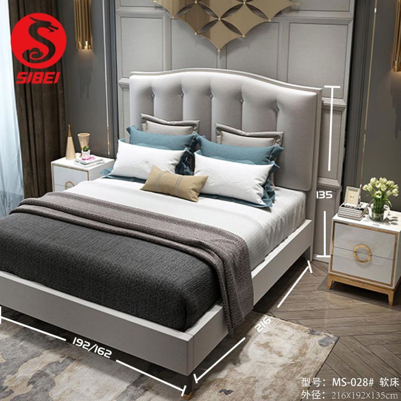 Modern Luxury Tufted Wooden Bed Frame Super King Size Bedroom Furniture Supplier