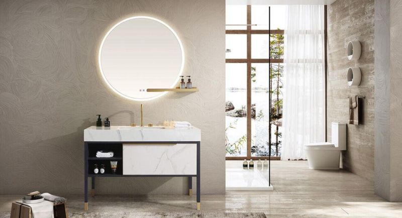 PA Luxury Double Sink Mirror Modern Bathroom Vanity Cabinet