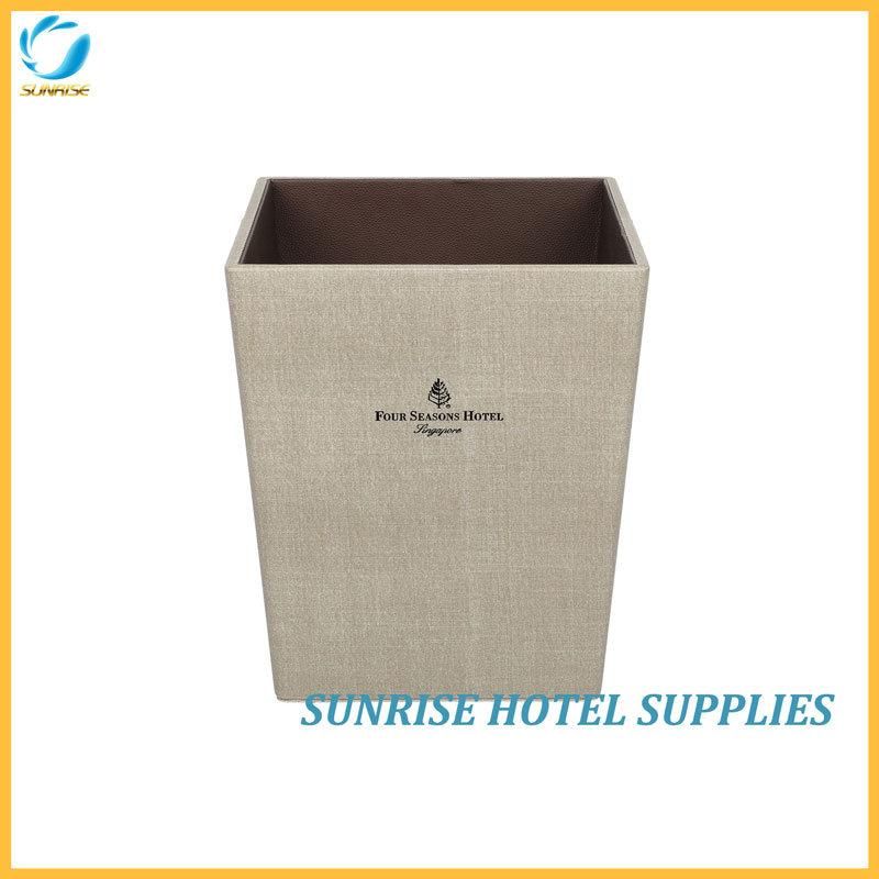 New Arrival 5 Star Hotel Leather Square Waste Bin