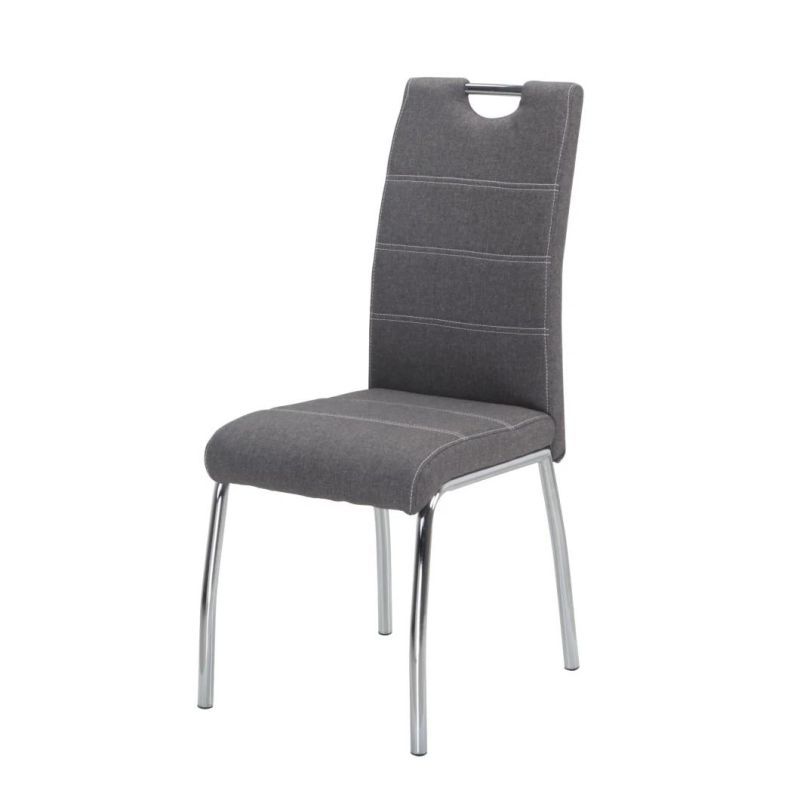 Modern Fashionable PU Leather Chrome Dining Chairs with Chromed Legs