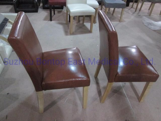 Black Leather Dining Chair with Rubber Wood Legs