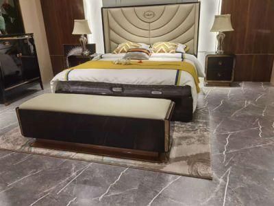 Modern Simplicity Style Bedroom Furniture Leather Double Bed