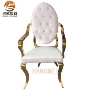 Modern Luxury Banquet Stainless Steel Hotel Wedding Dining Chair with Arms