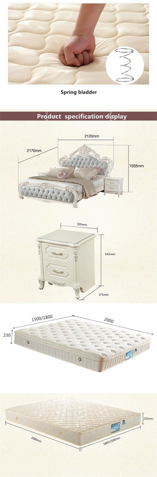 Double #Bed French Style Bedroom Furniture 0181-4
