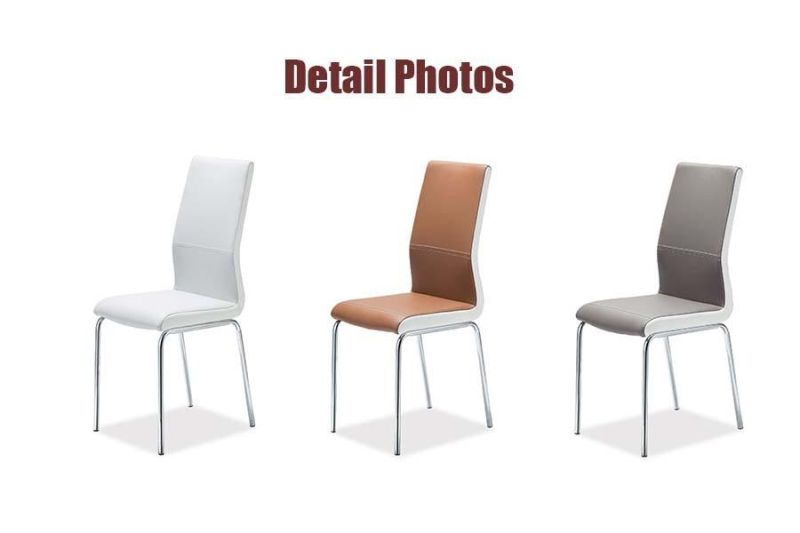 Home Outdoor Furniture Upholstered PU Synthetic Leather Electroplating Steel Chair Dining Room Office Restaurant Chair
