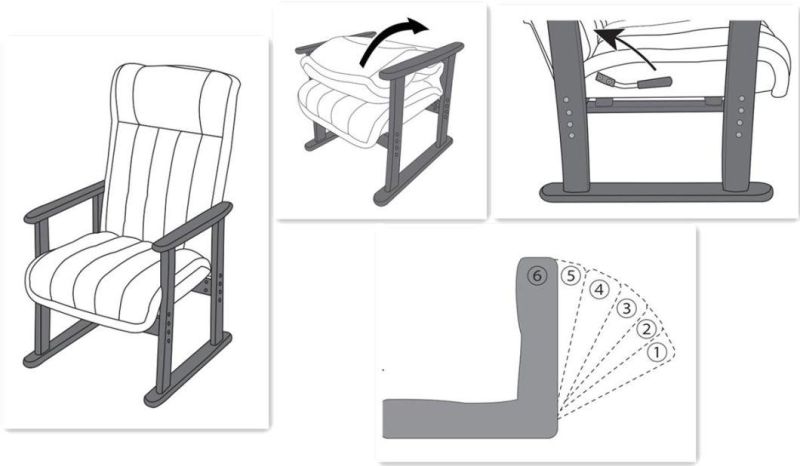 Black Fabric Hotel Furniture Wooden Armrest Leisure Chair