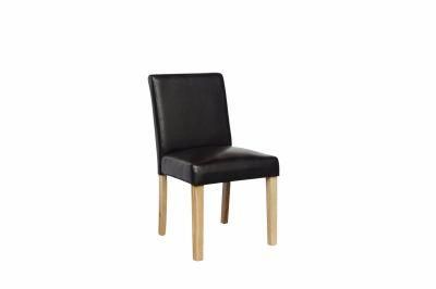 Black Leather Dining Chair with Rubber Wood Legs