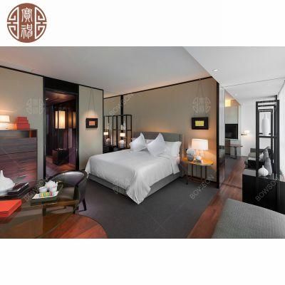 Wood Veneer Genuine Leather and Painting Surface Hotel Bedroom Furniture