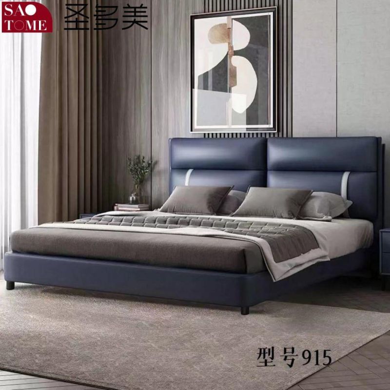 Modern Hotel Bedroom Furniture Dark Grey Leather Double Bed 1.5m 1.8m