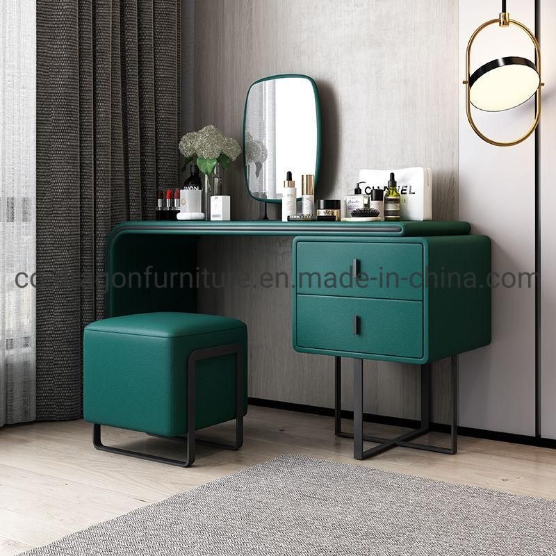 China Wholesale Bedroom Furniture Wooden Leather Dressing Table with Mirror