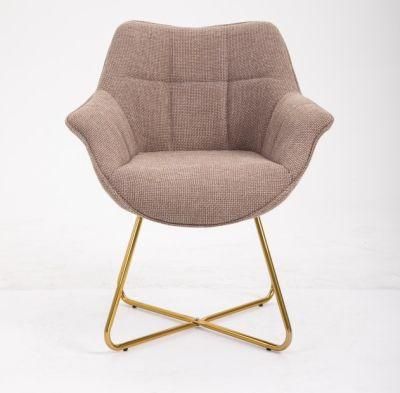 Fabric Leisure Chair Like a Mouth Shape Lounge Chair with Metal Feet