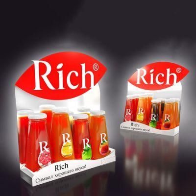 Retail Pop Display Custom Exquisite Acrylic Bottled Juices Drinks Display Stand