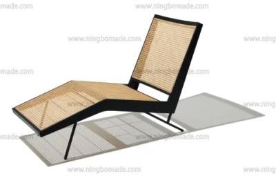 Elegant Rattan Upholstery Furniture Black South Elm and Nature Rattan Outdoor Daybed Chair Chaise Lounge