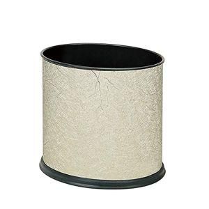 Open Top Oval Leather Metal Trash Can for Hotel Guest Room
