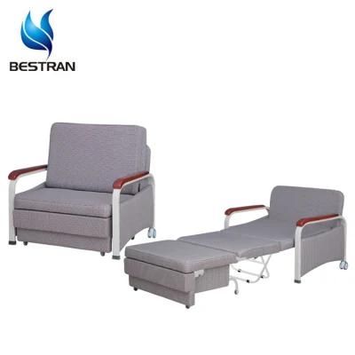 Bt-Cn015 Hospital Furniture Patient Attendant Chair Medical Accompany Chair Bed with Leather Cover Armrest Price