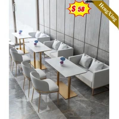 Hot Sale Modern Design Villa Living Room Grey Leather Sofa with Dining Chair and Table