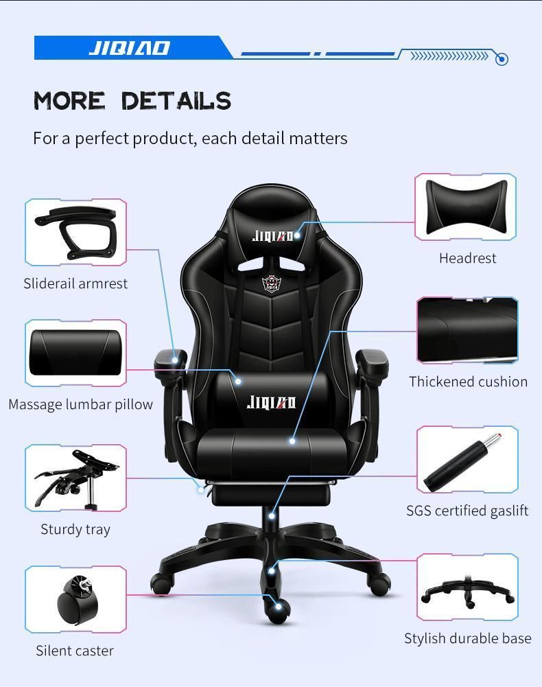 Hot-Selling Custom PC Racing Computer Reclining Leather Silla Gamer Office Gaming Chair with Footrest