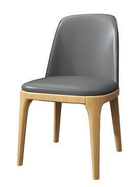 Fashionable Canteen Restaurant Hotel Cafe Solid Wooden Leather Dining Chair