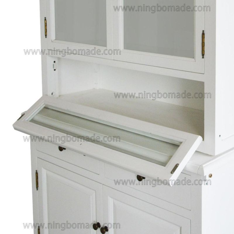 Classic Contemporary Interiors Furniture White/Black Poplar Wood 3 Glass Doors Cupboard Base Cabinet