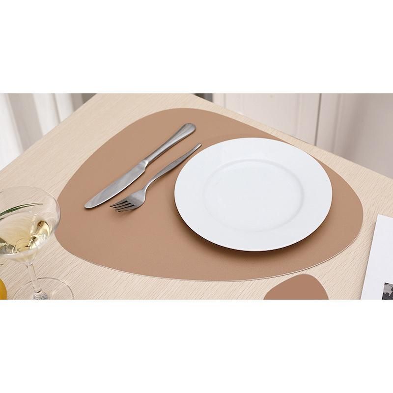 Leather Desk Placemat Pad PU Round Large Mouse Plate Eating Food Heat Resistant Trivet Coasters Place Custom Coaster Table Mat