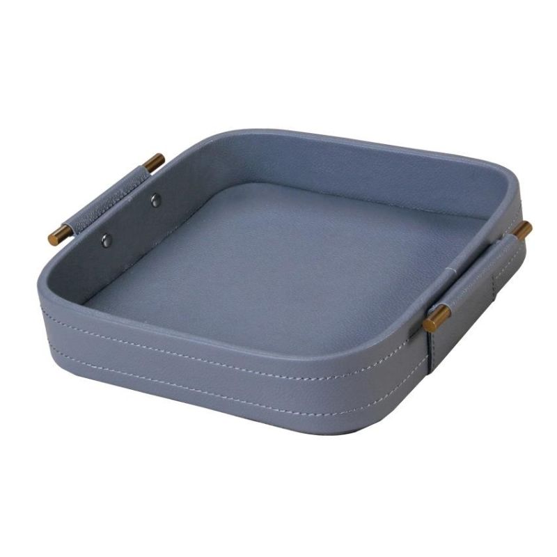 Leather Tray Metal Tray Desktop Storage Box Jewelry Cosmetics Storage Tray Leather Tray