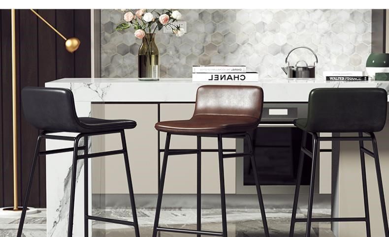 Modern Restaurant Furniture High Stool Metal Leather Dining Bar Chairs