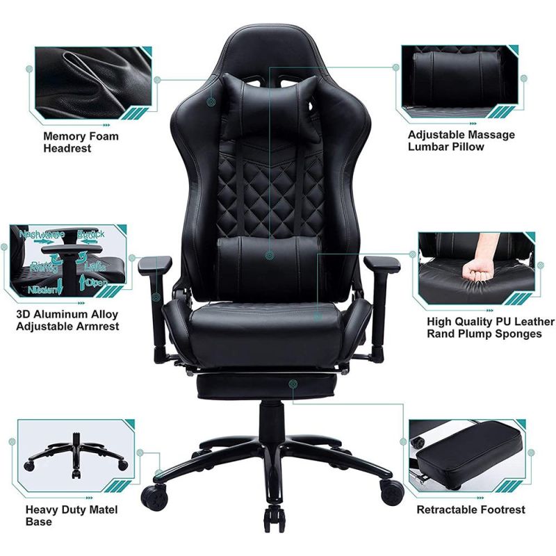 Massage Computer Rotating Adjustable High Back Game Chair