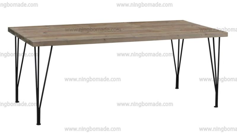 Industrial Vintage Furniture Natural Reclaimed Fir and Black Iron Rectangle Dining Table