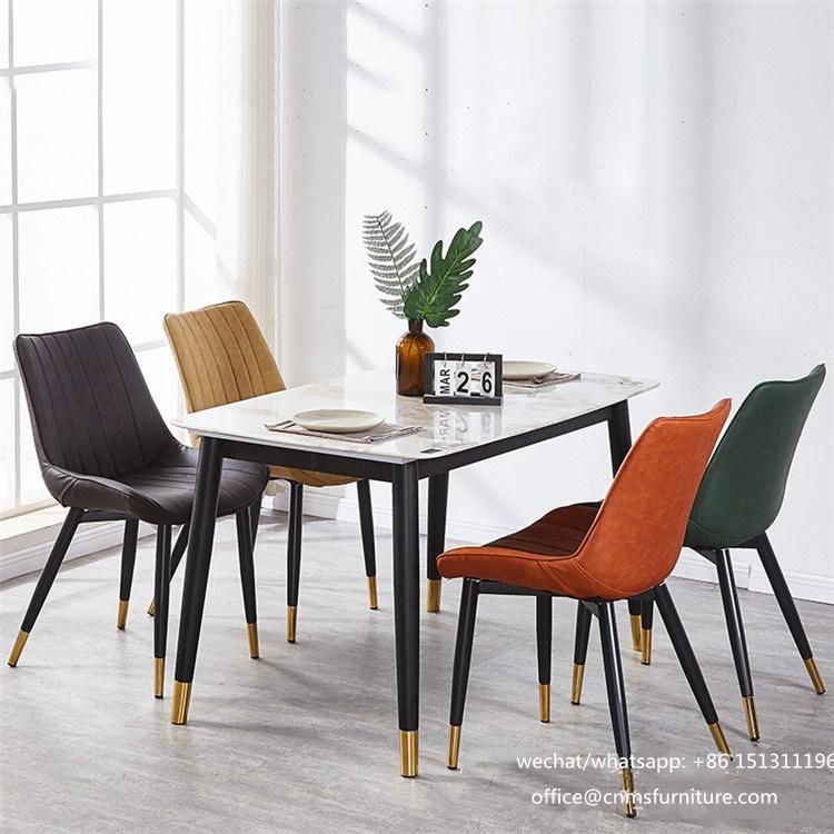 Home Furniture Modern Restaurant Chair Cafe Leather Dining Chair with Metal Leg