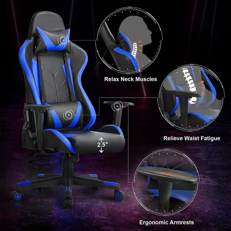 Adjustable Hotel Office Chair Leather Nylon Computer Gamer Racing Gaming Chair with Footrest