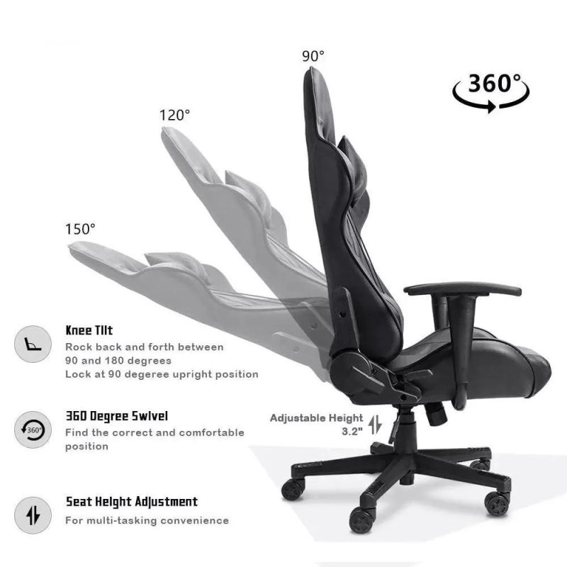 Adjustable PU and PVC Leather Racing Swivel Computer Parts Gaming Chair