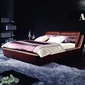 Modern Design Comfortable Genuine Leather Soft Bed (B215)