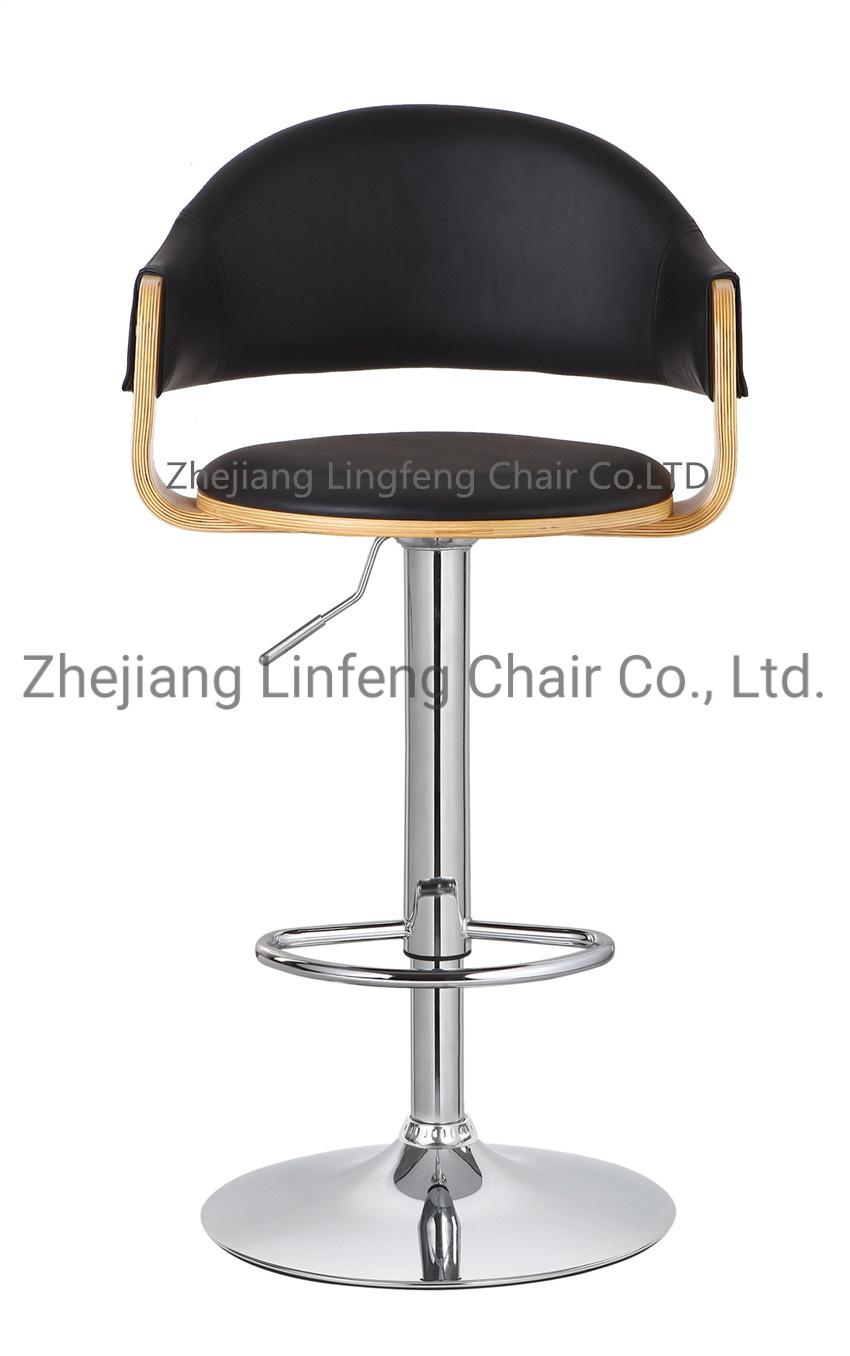 Leather Wood Industrial Restaurant Bar Home Chair with Leather Seat