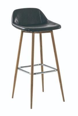 Black PU Painting Legs Bar Chair