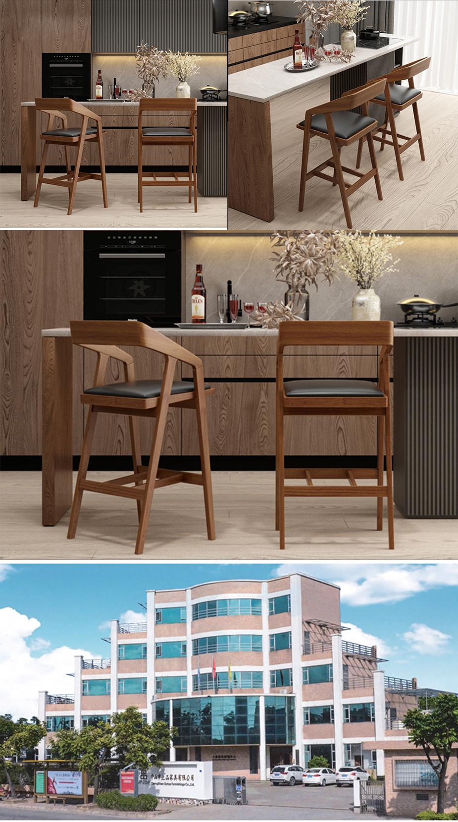 Sell Well New Type Multi-Color Optional Nordic Leather Fabric Wooden High-Back Leather Bar Stool Wooden Chair Stool Bar