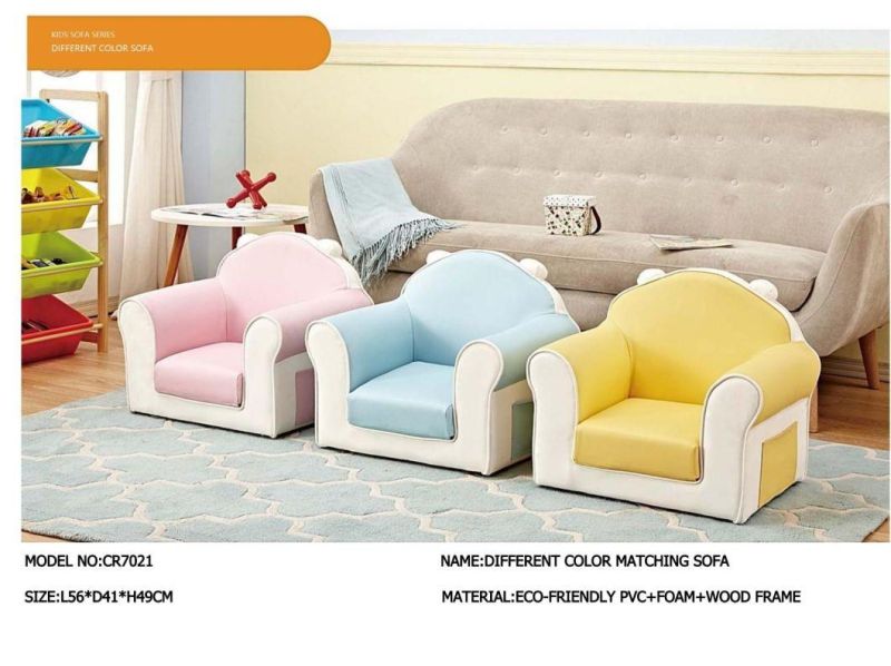 Leather Kids Nursery Sofa, Modern Home Cartoon Sofa, Living Room Baby Sofa, Children Furniture Playground Sofa, Preschool and Kindergarten Day Care Center Sofa