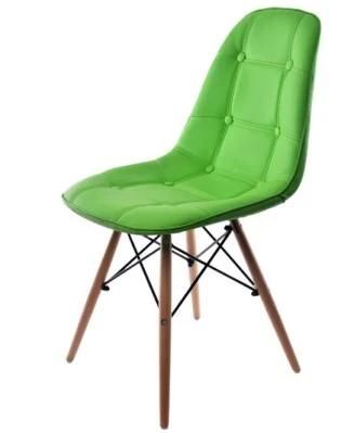 PU Leather Dining Chair with Wooden Leg